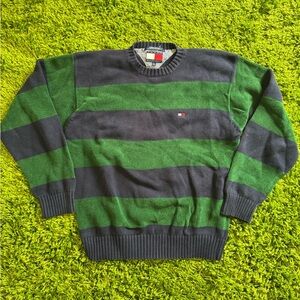 Tommy Hilfiger Green and Black Crewneck Sweater